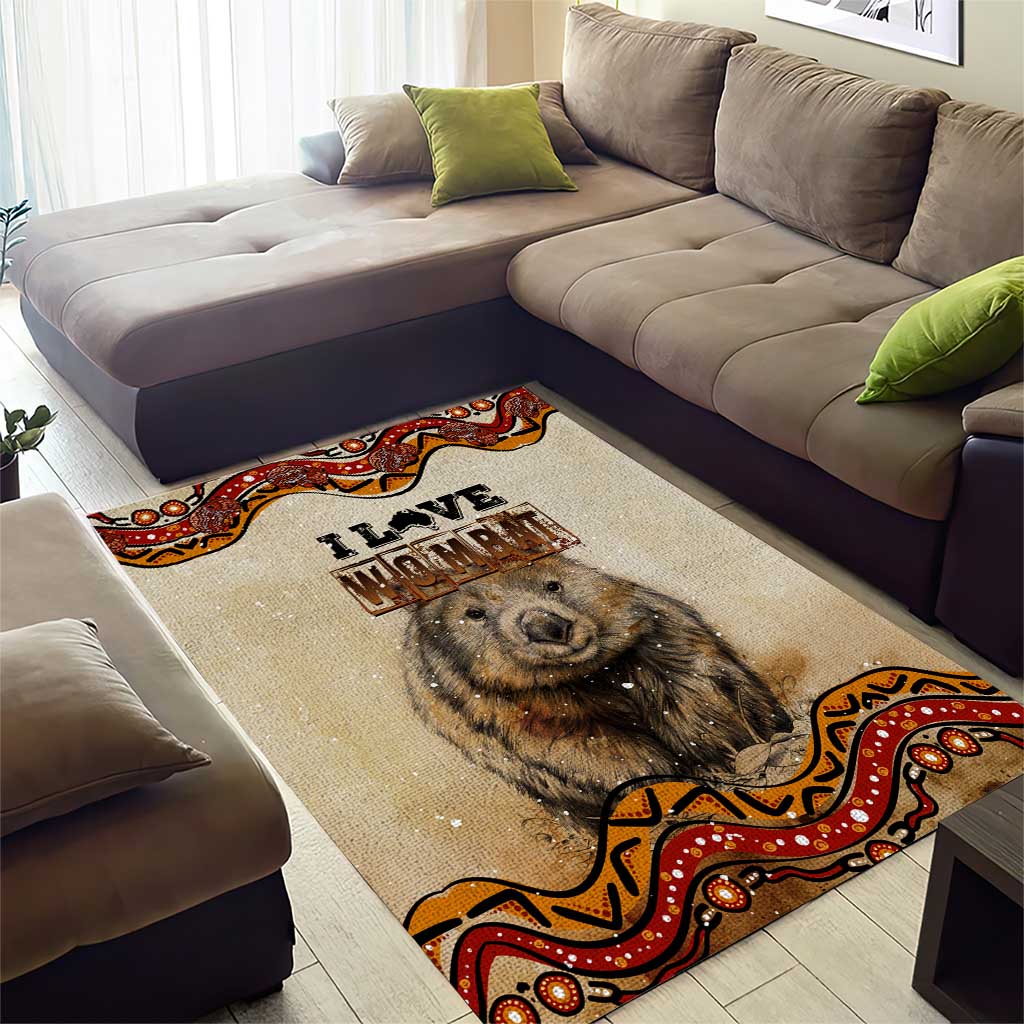 I Love Wombat Area Rug Australian Aboriginal Art - Vibe Hoodie Shop