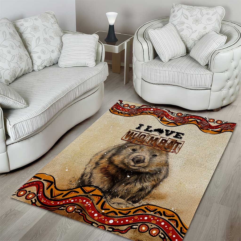 I Love Wombat Area Rug Australian Aboriginal Art - Vibe Hoodie Shop