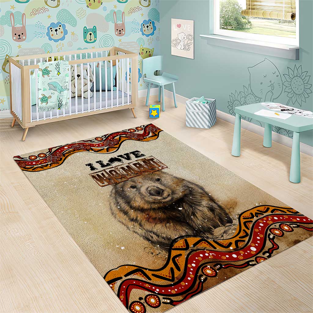 I Love Wombat Area Rug Australian Aboriginal Art - Vibe Hoodie Shop