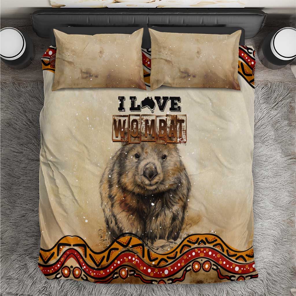 I Love Wombat Bedding Set Australian Aboriginal Art - Vibe Hoodie Shop
