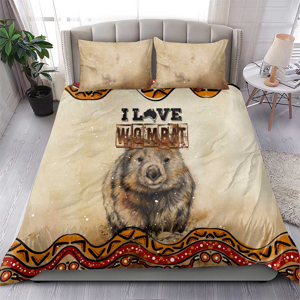 I Love Wombat Bedding Set Australian Aboriginal Art - Vibe Hoodie Shop