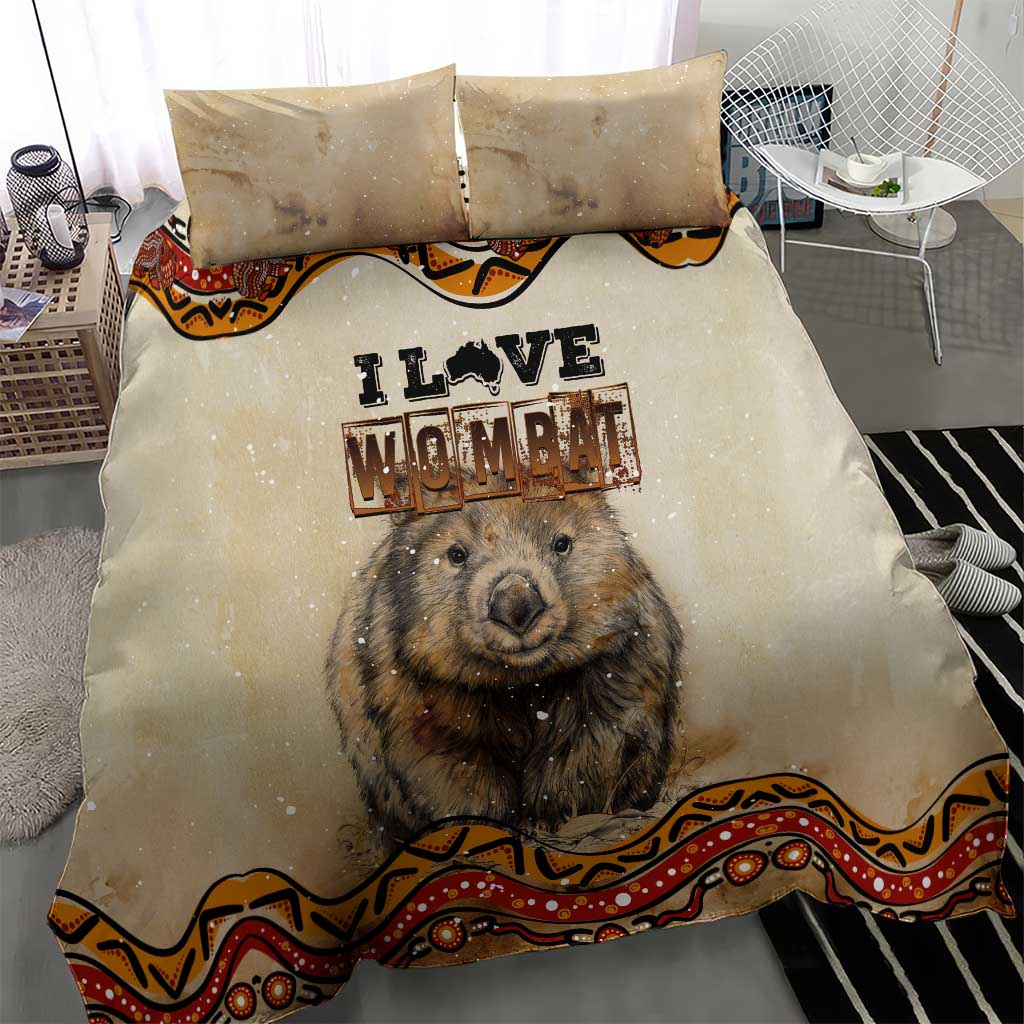I Love Wombat Bedding Set Australian Aboriginal Art - Vibe Hoodie Shop