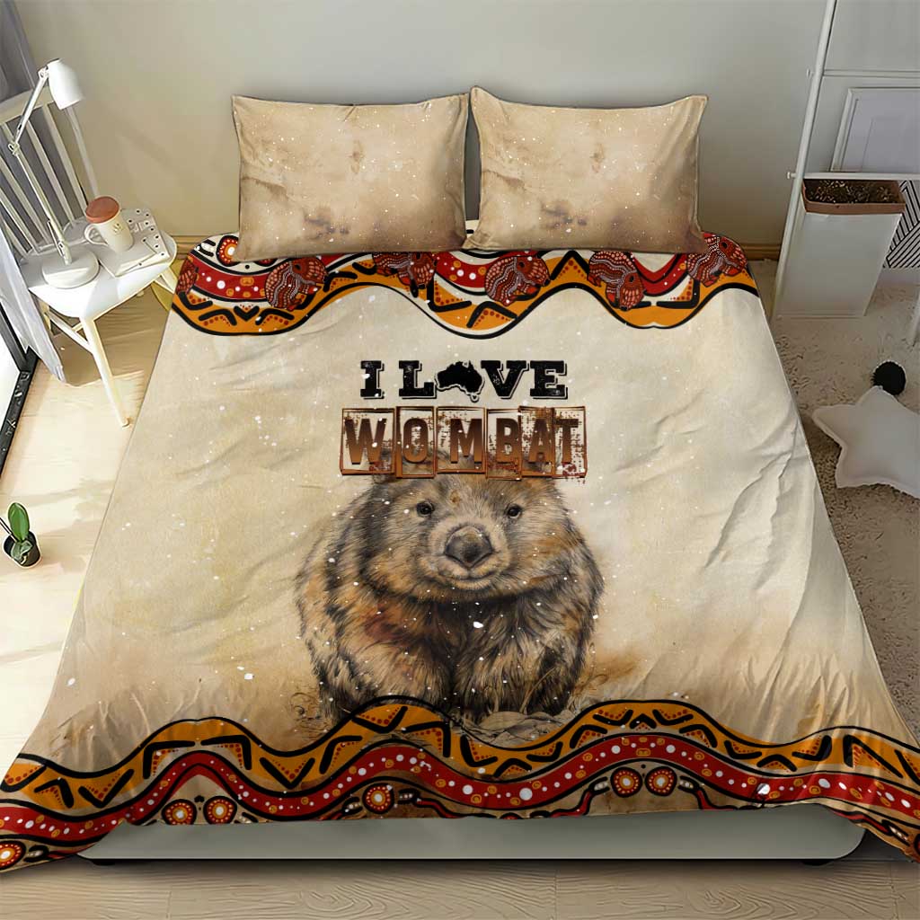 I Love Wombat Bedding Set Australian Aboriginal Art - Vibe Hoodie Shop