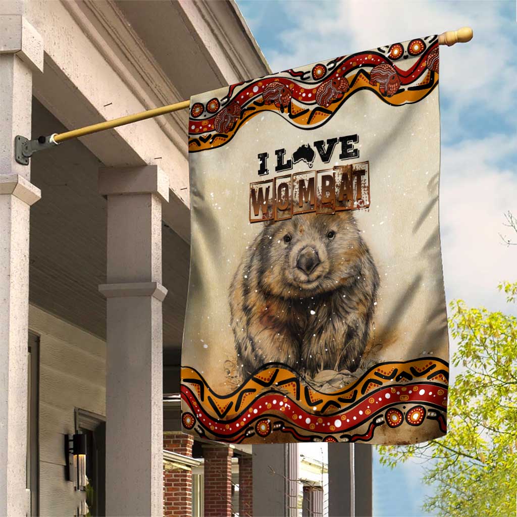 I Love Wombat Garden Flag Australian Aboriginal Art - Vibe Hoodie Shop
