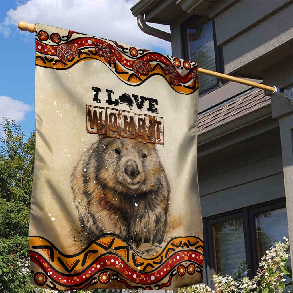 I Love Wombat Garden Flag Australian Aboriginal Art - Vibe Hoodie Shop