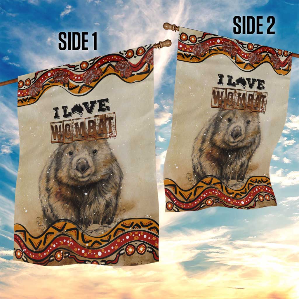 I Love Wombat Garden Flag Australian Aboriginal Art - Vibe Hoodie Shop