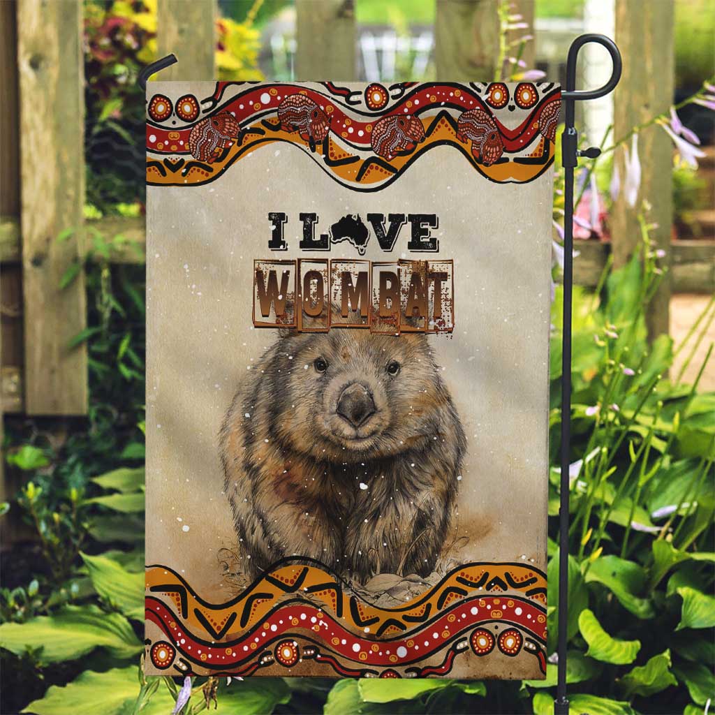 I Love Wombat Garden Flag Australian Aboriginal Art - Vibe Hoodie Shop
