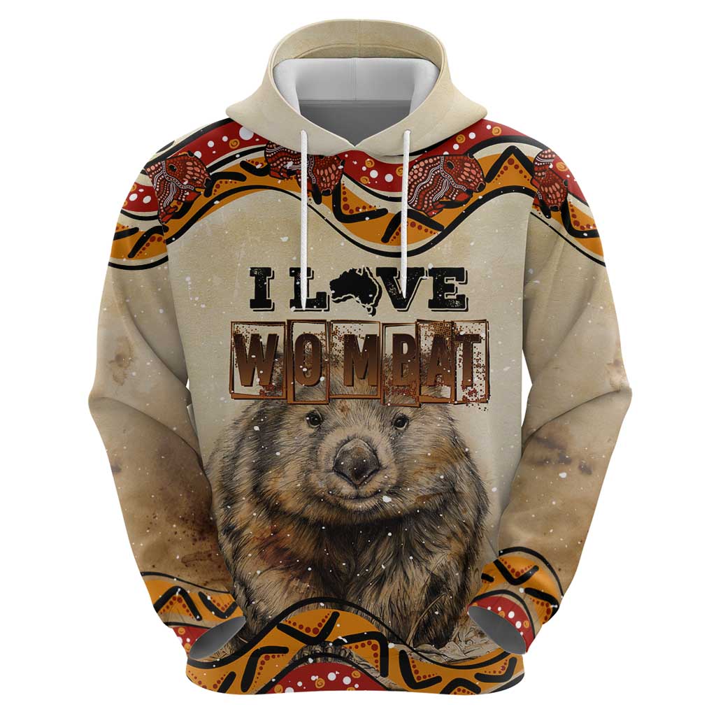 I Love Wombat Hoodie Australian Aboriginal Art - Vibe Hoodie Shop