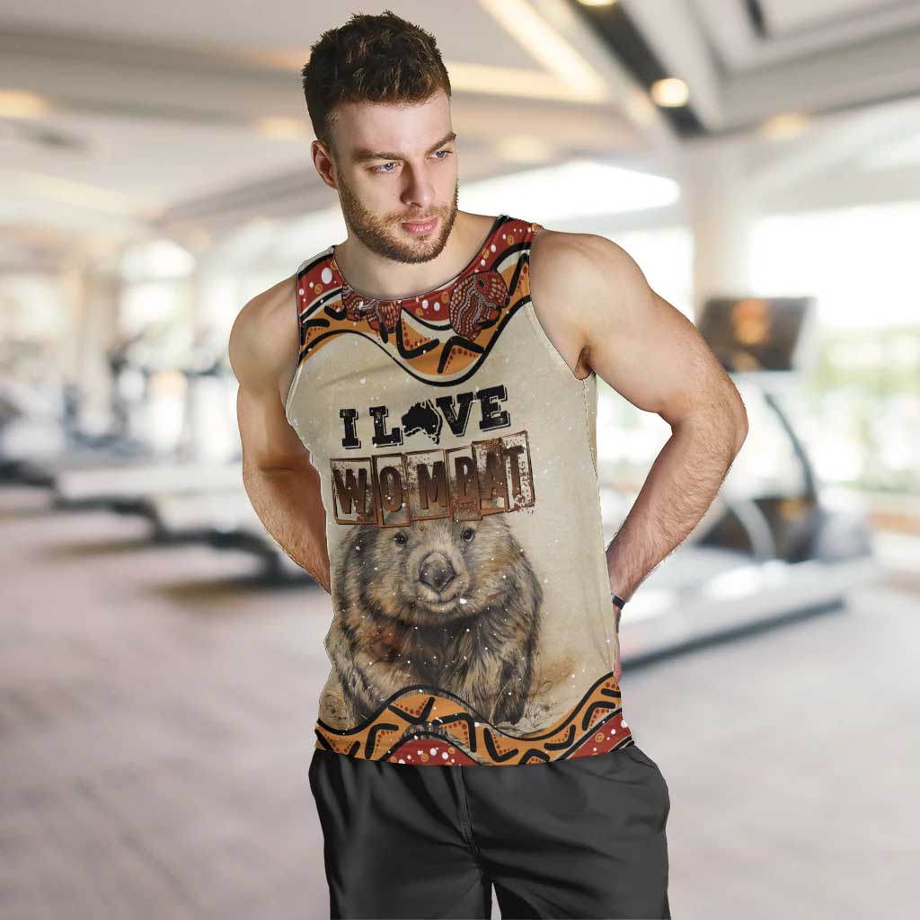 I Love Wombat Men Tank Top Australian Aboriginal Art - Vibe Hoodie Shop