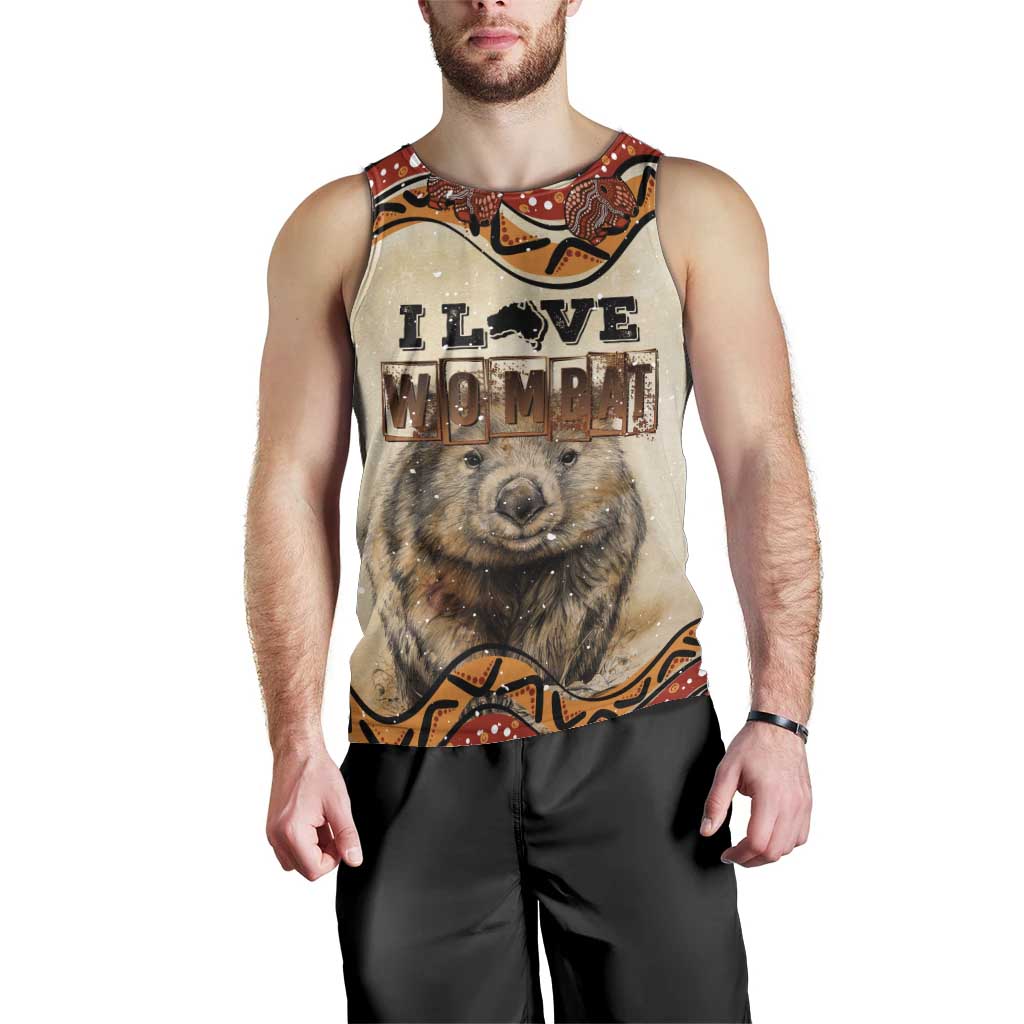 I Love Wombat Men Tank Top Australian Aboriginal Art - Vibe Hoodie Shop
