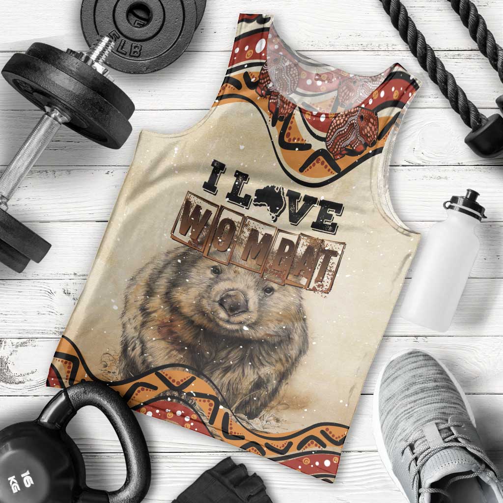 I Love Wombat Men Tank Top Australian Aboriginal Art - Vibe Hoodie Shop
