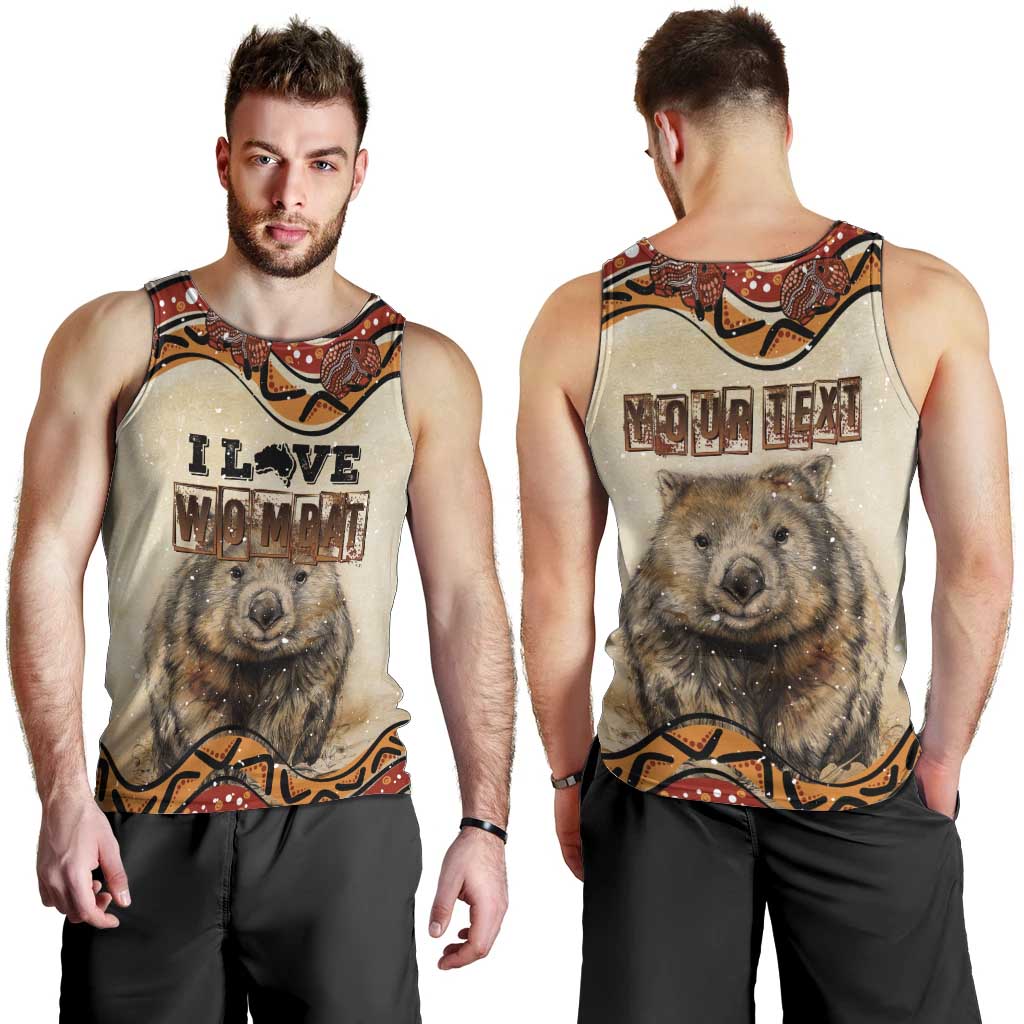 I Love Wombat Men Tank Top Australian Aboriginal Art - Vibe Hoodie Shop