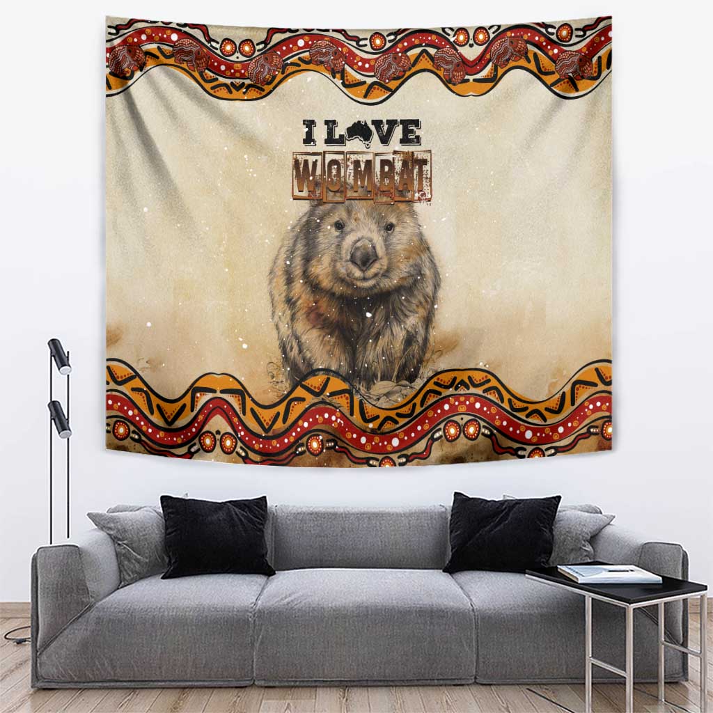 I Love Wombat Tapestry Australian Aboriginal Art - Vibe Hoodie Shop