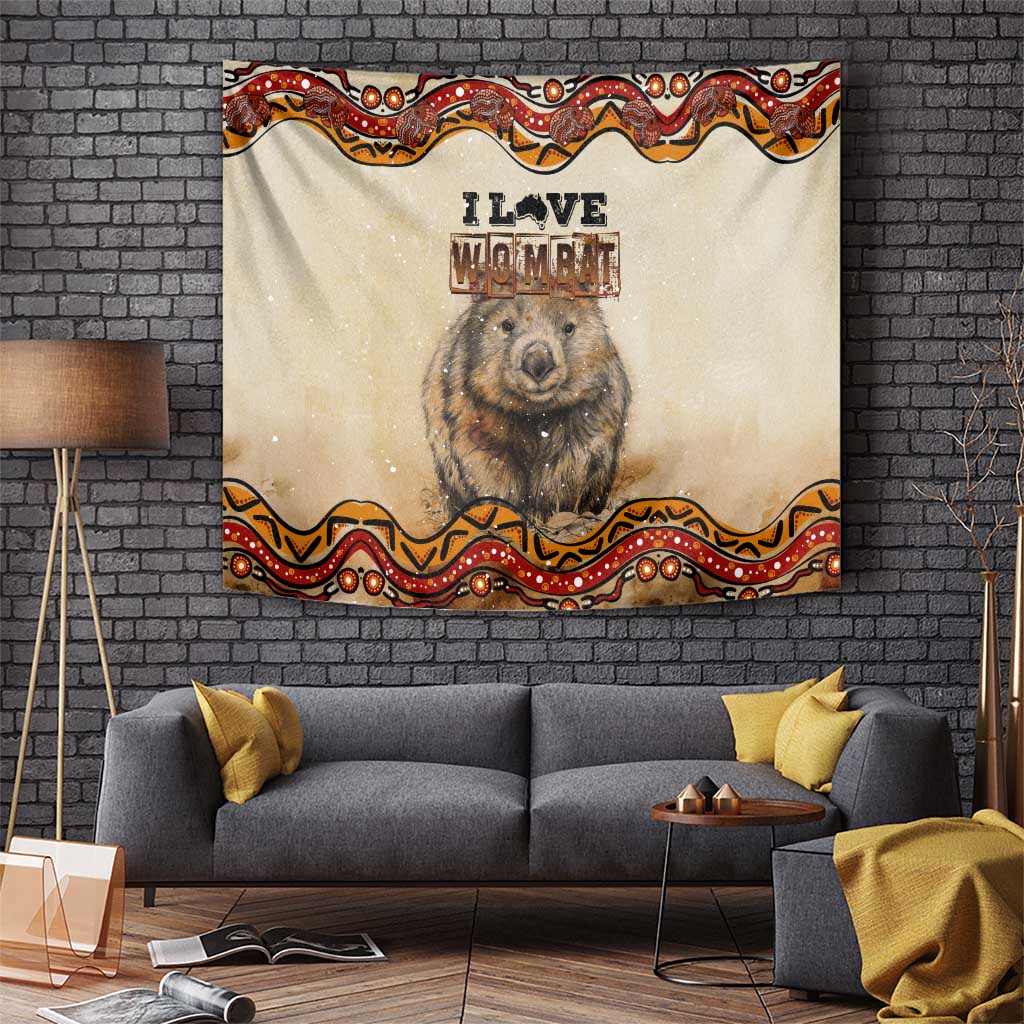 I Love Wombat Tapestry Australian Aboriginal Art - Vibe Hoodie Shop