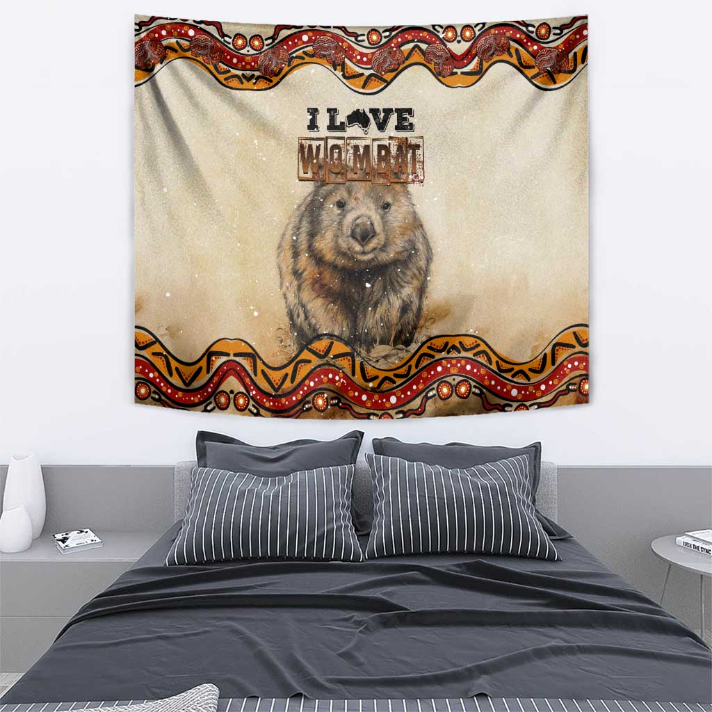 I Love Wombat Tapestry Australian Aboriginal Art - Vibe Hoodie Shop