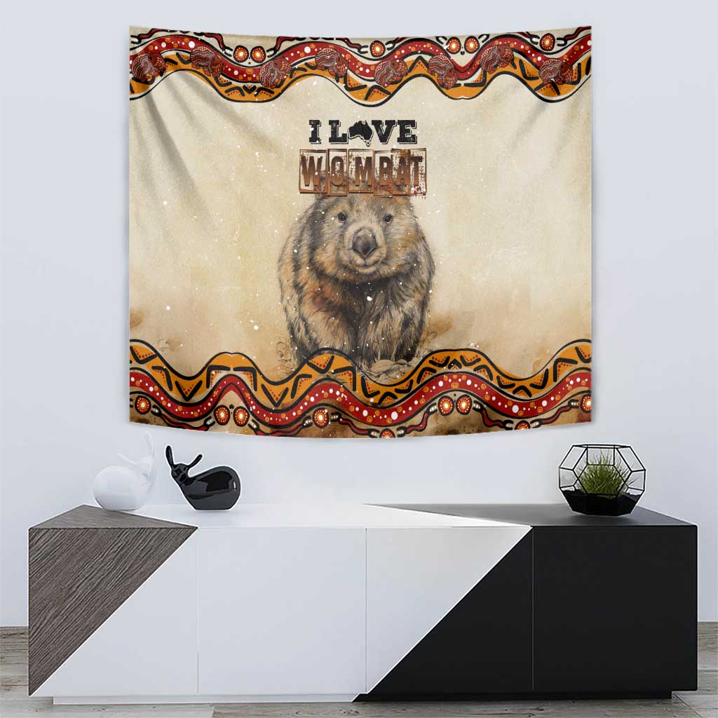 I Love Wombat Tapestry Australian Aboriginal Art - Vibe Hoodie Shop