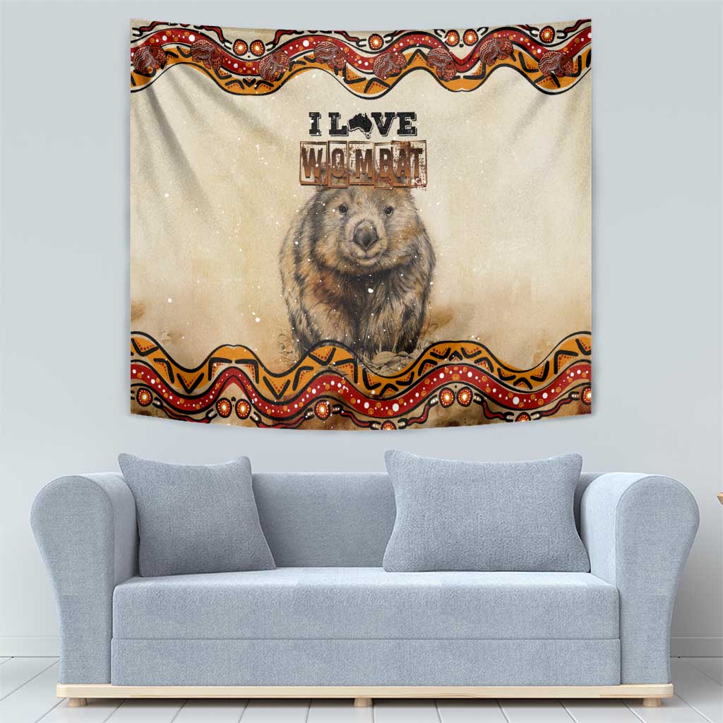 I Love Wombat Tapestry Australian Aboriginal Art - Vibe Hoodie Shop