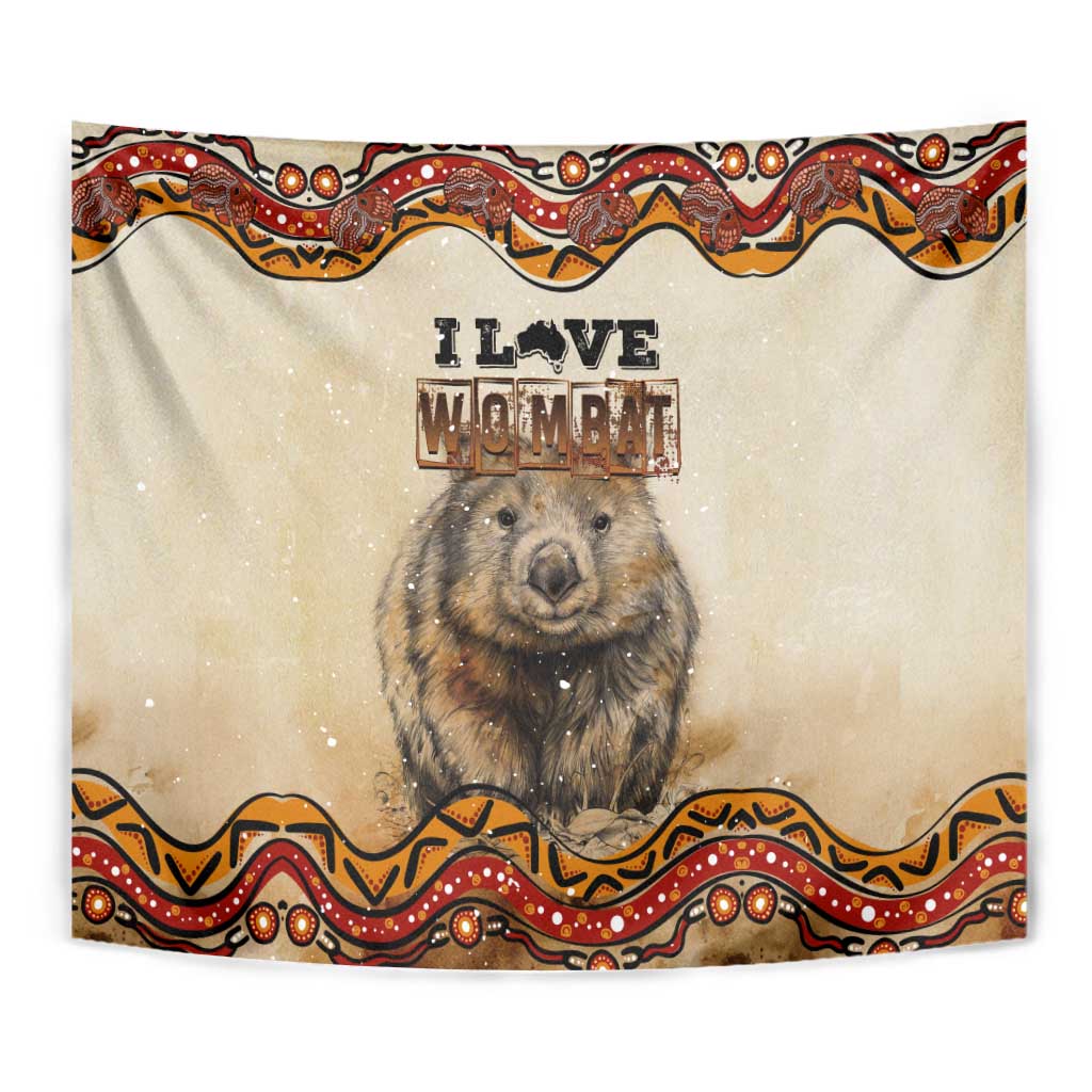 I Love Wombat Tapestry Australian Aboriginal Art - Vibe Hoodie Shop