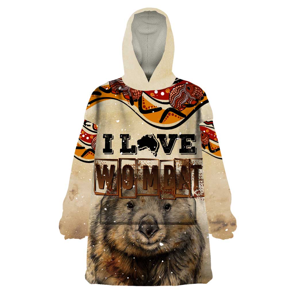 I Love Wombat Wearable Blanket Hoodie Australian Aboriginal Art - Vibe Hoodie Shop