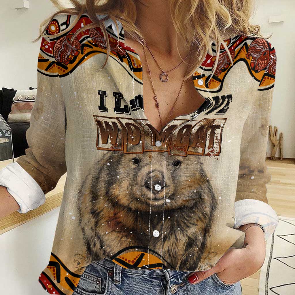 I Love Wombat Women Casual Shirt Australian Aboriginal Art - Vibe Hoodie Shop