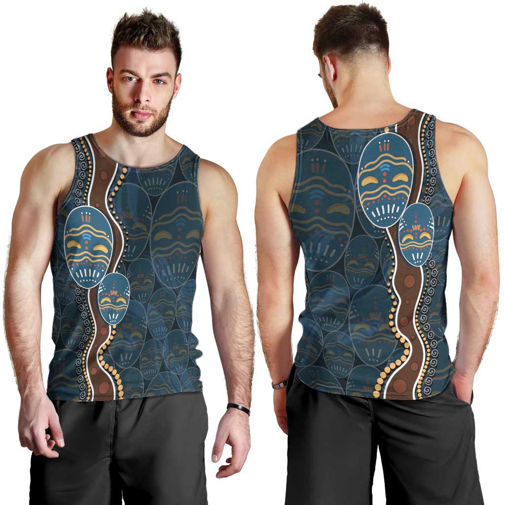 Aboriginal Masks Art Men Tank Top Australian Indigenous - Vibe Hoodie Shop
