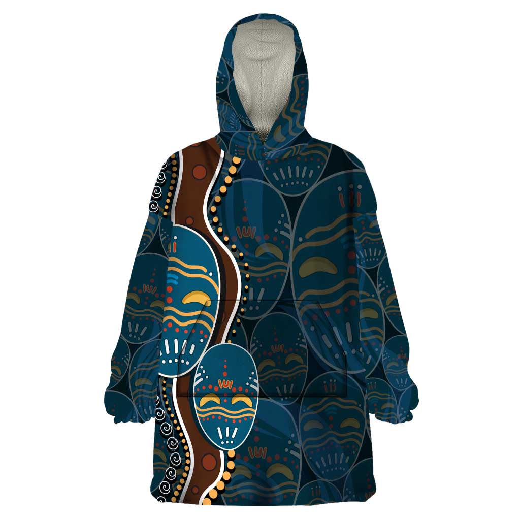 Aboriginal Masks Art Wearable Blanket Hoodie Australian Indigenous - Vibe Hoodie Shop