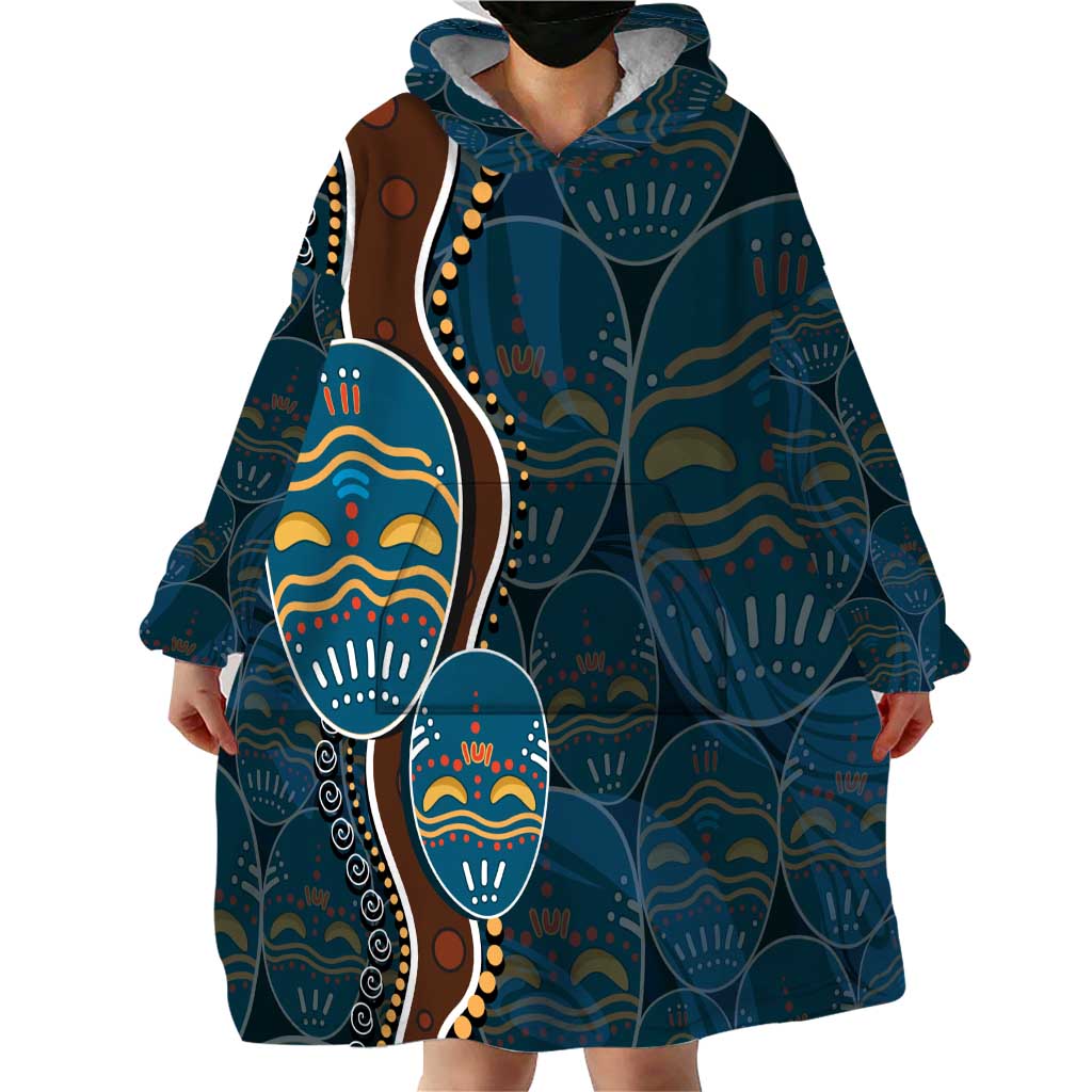 Aboriginal Masks Art Wearable Blanket Hoodie Australian Indigenous - Vibe Hoodie Shop