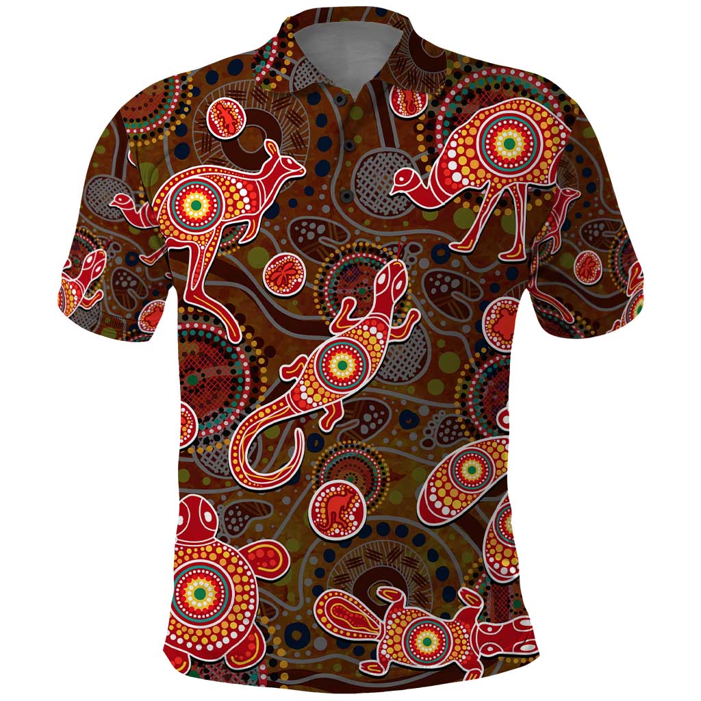 Animal Australia Aboriginal Art Polo Shirt - Vibe Hoodie Shop
