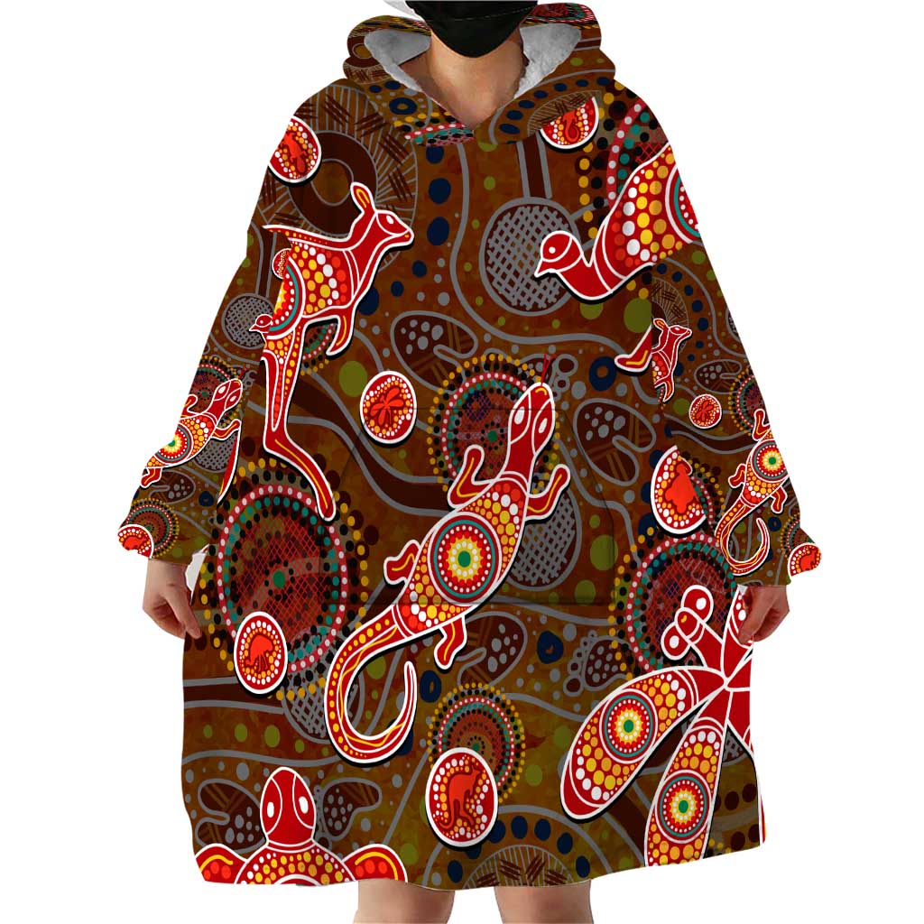 Animal Australia Aboriginal Art Wearable Blanket Hoodie - Vibe Hoodie Shop