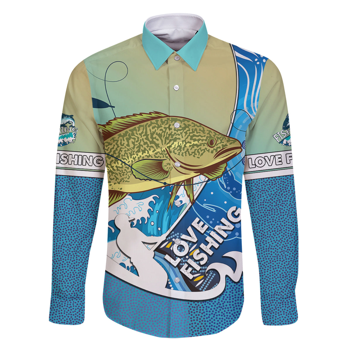australia-fishing-family-matching-off-shoulder-short-dress-and-hawaiian-shirt-love-fishing-murray-cod-in-aboriginal-art-patterns