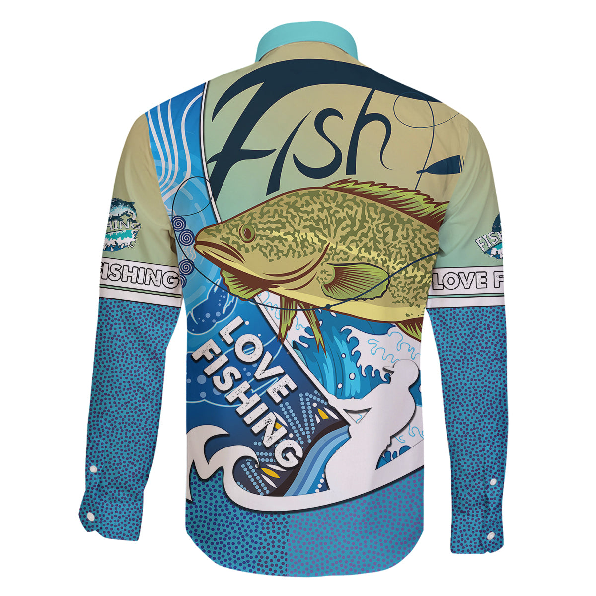 australia-fishing-family-matching-off-shoulder-short-dress-and-hawaiian-shirt-love-fishing-murray-cod-in-aboriginal-art-patterns