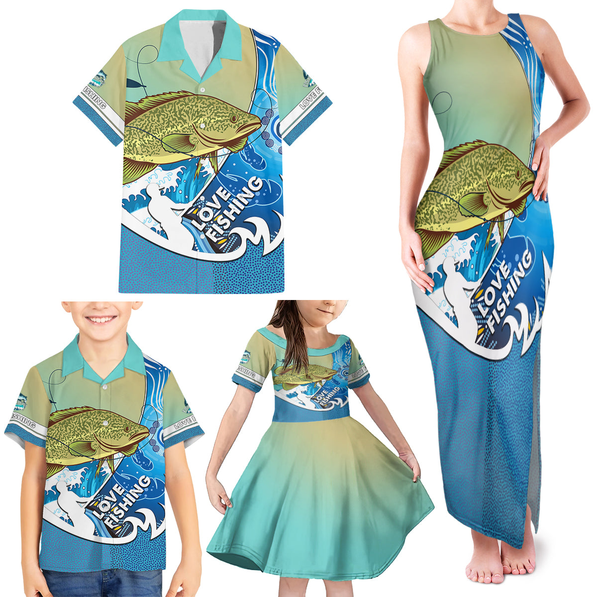 australia-fishing-family-matching-tank-maxi-dress-and-hawaiian-shirt-love-fishing-murray-cod-in-aboriginal-art-patterns