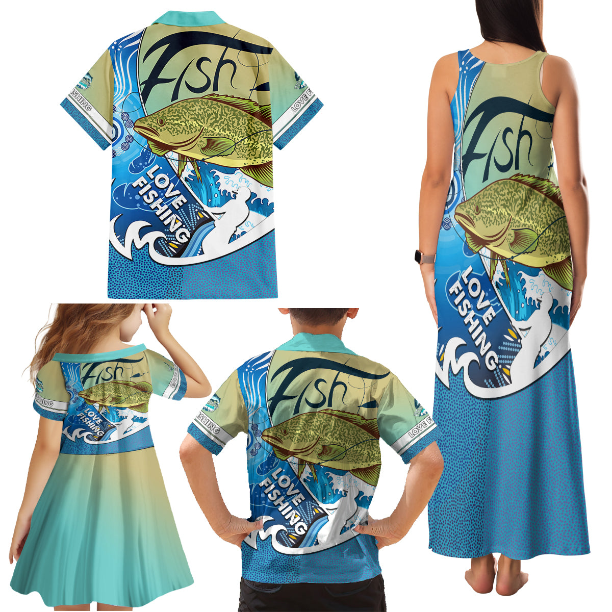 australia-fishing-family-matching-tank-maxi-dress-and-hawaiian-shirt-love-fishing-murray-cod-in-aboriginal-art-patterns