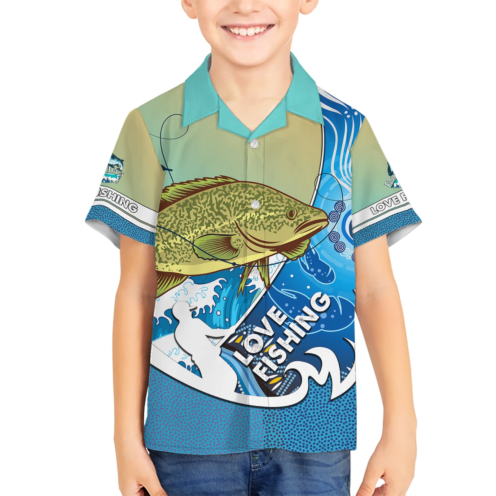 Australia Fishing Hawaiian Shirt Love Fishing Murray Cod In Aboriginal Art Patterns - Vibe Hoodie Shop