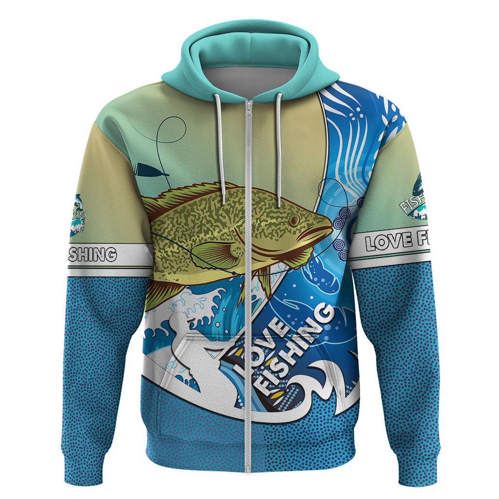 Australia Fishing Hoodie Love Fishing Murray Cod In Aboriginal Art Patterns - Vibe Hoodie Shop