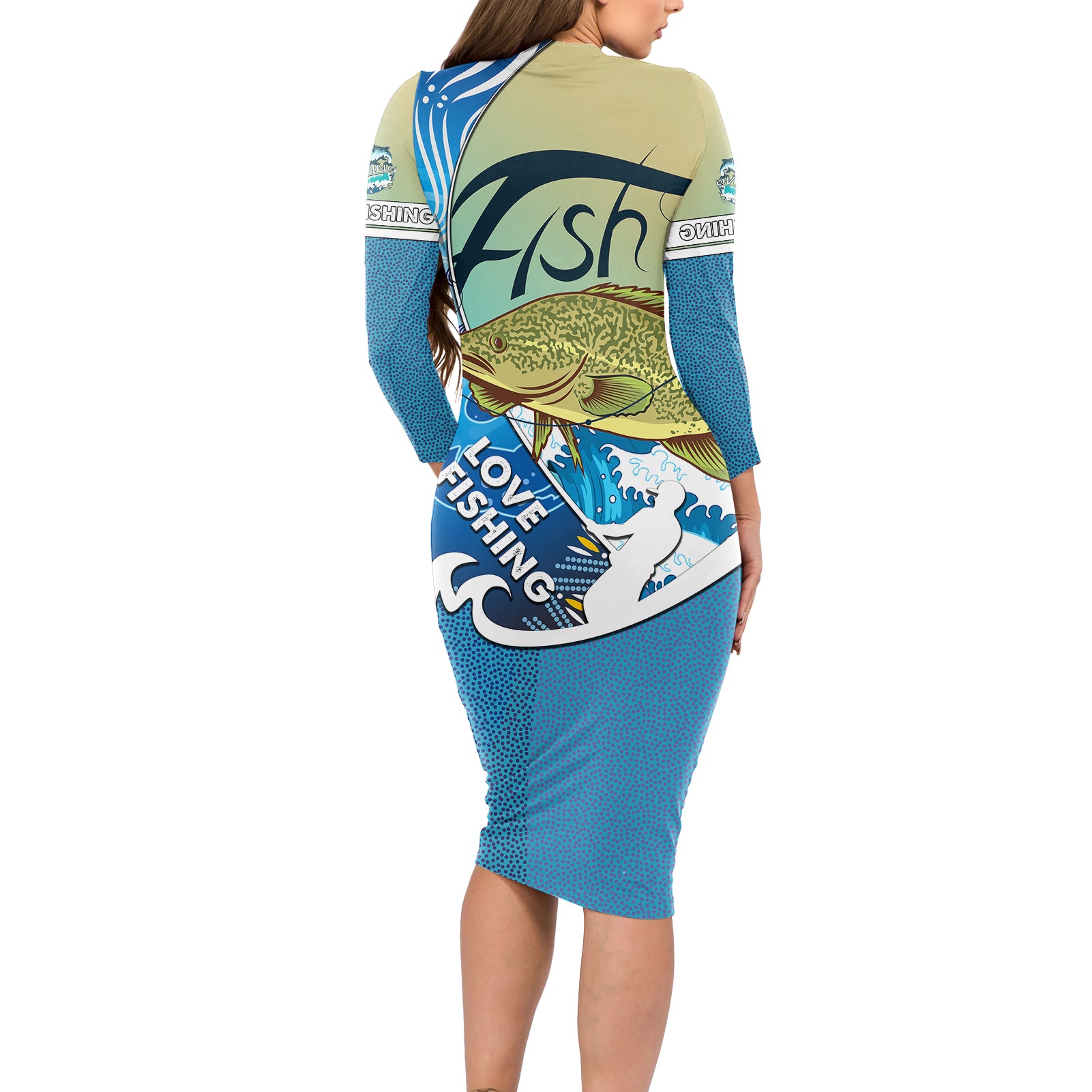 australia-fishing-long-sleeve-bodycon-dress-love-fishing-murray-cod-in-aboriginal-art-patterns