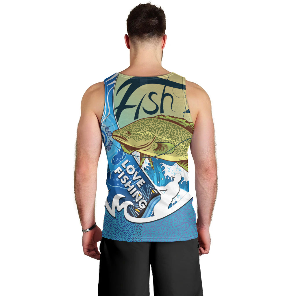 Australia Fishing Men Tank Top Love Fishing Murray Cod In Aboriginal Art Patterns - Vibe Hoodie Shop