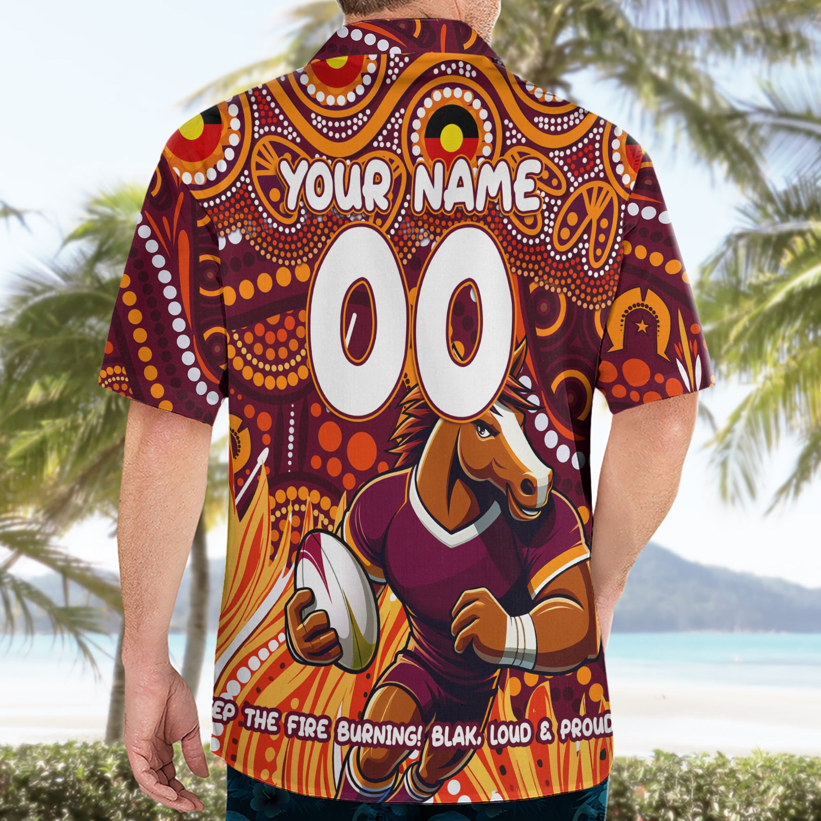 Custom Australia NAIDOC Week 2024 Hawaiian Shirt Brisbane Broncos Mascot Keep The Fire Burning - Vibe Hoodie Shop