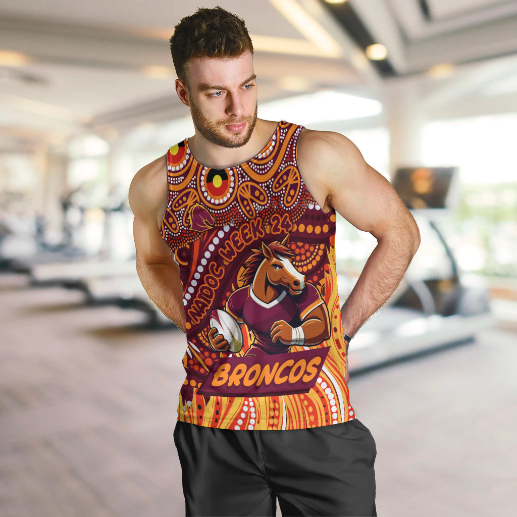 Custom Australia NAIDOC Week 2024 Men Tank Top Brisbane Broncos Mascot Keep The Fire Burning - Vibe Hoodie Shop