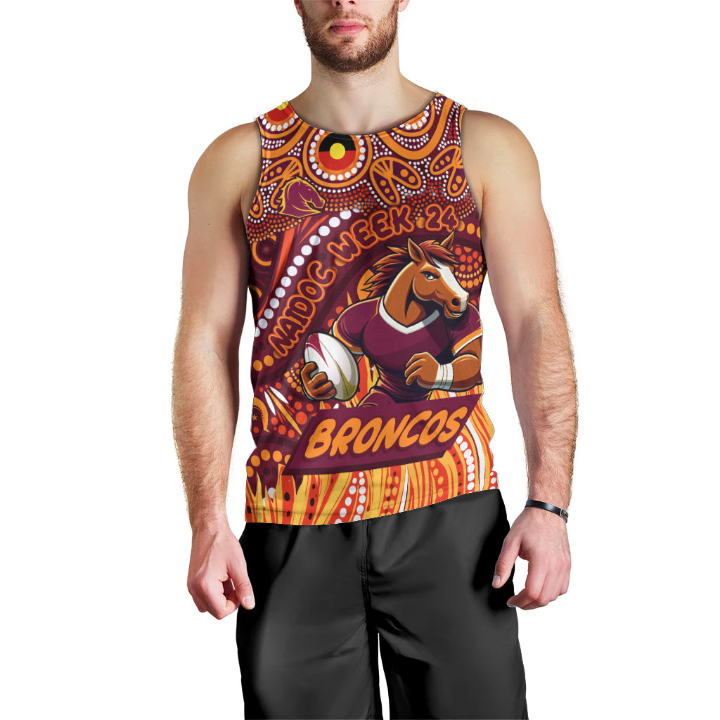 Custom Australia NAIDOC Week 2024 Men Tank Top Brisbane Broncos Mascot Keep The Fire Burning - Vibe Hoodie Shop