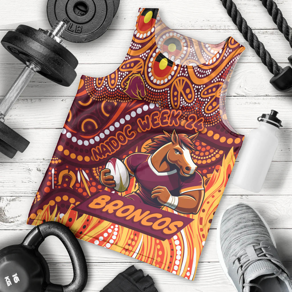 Custom Australia NAIDOC Week 2024 Men Tank Top Brisbane Broncos Mascot Keep The Fire Burning - Vibe Hoodie Shop
