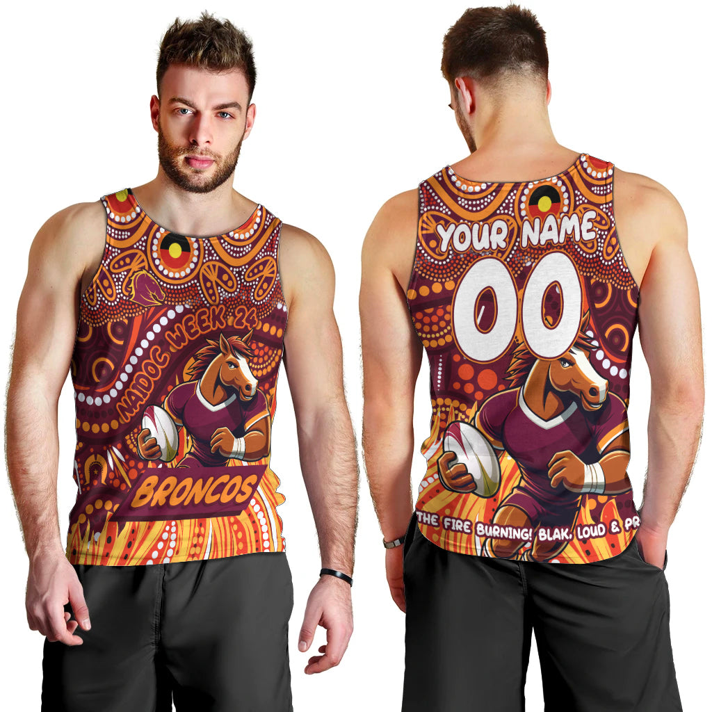 Custom Australia NAIDOC Week 2024 Men Tank Top Brisbane Broncos Mascot Keep The Fire Burning - Vibe Hoodie Shop