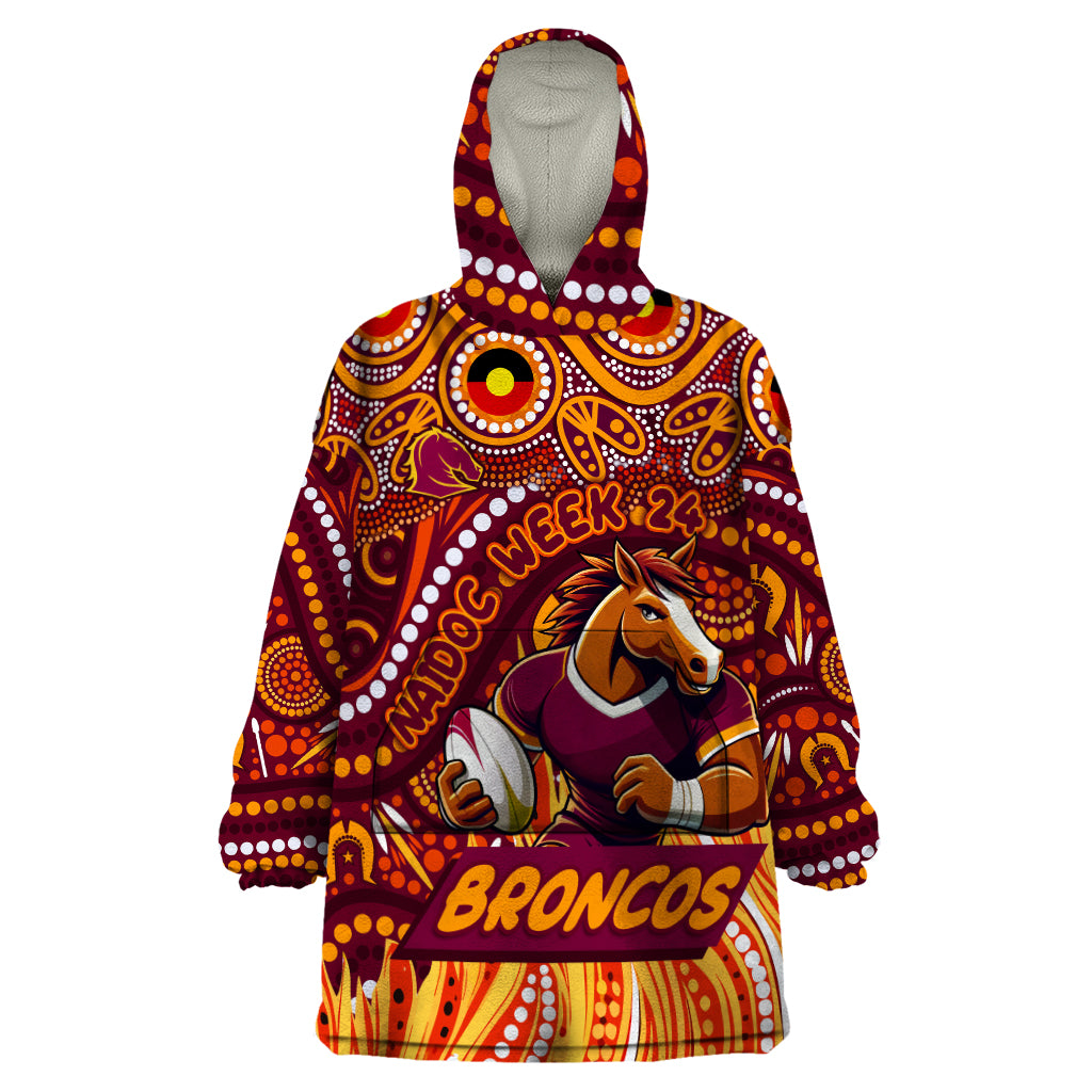 Custom Australia NAIDOC Week 2024 Wearable Blanket Hoodie Brisbane Broncos Mascot Keep The Fire Burning - Vibe Hoodie Shop