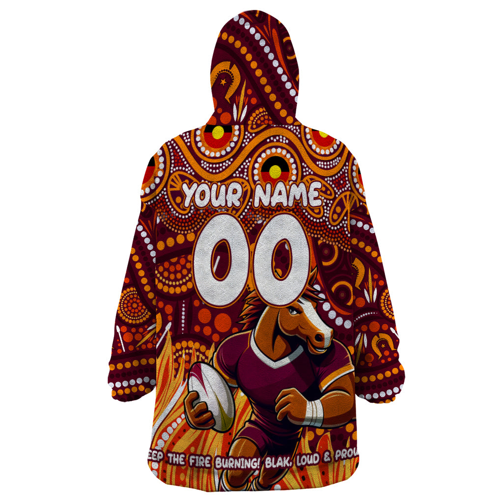 Custom Australia NAIDOC Week 2024 Wearable Blanket Hoodie Brisbane Broncos Mascot Keep The Fire Burning - Vibe Hoodie Shop