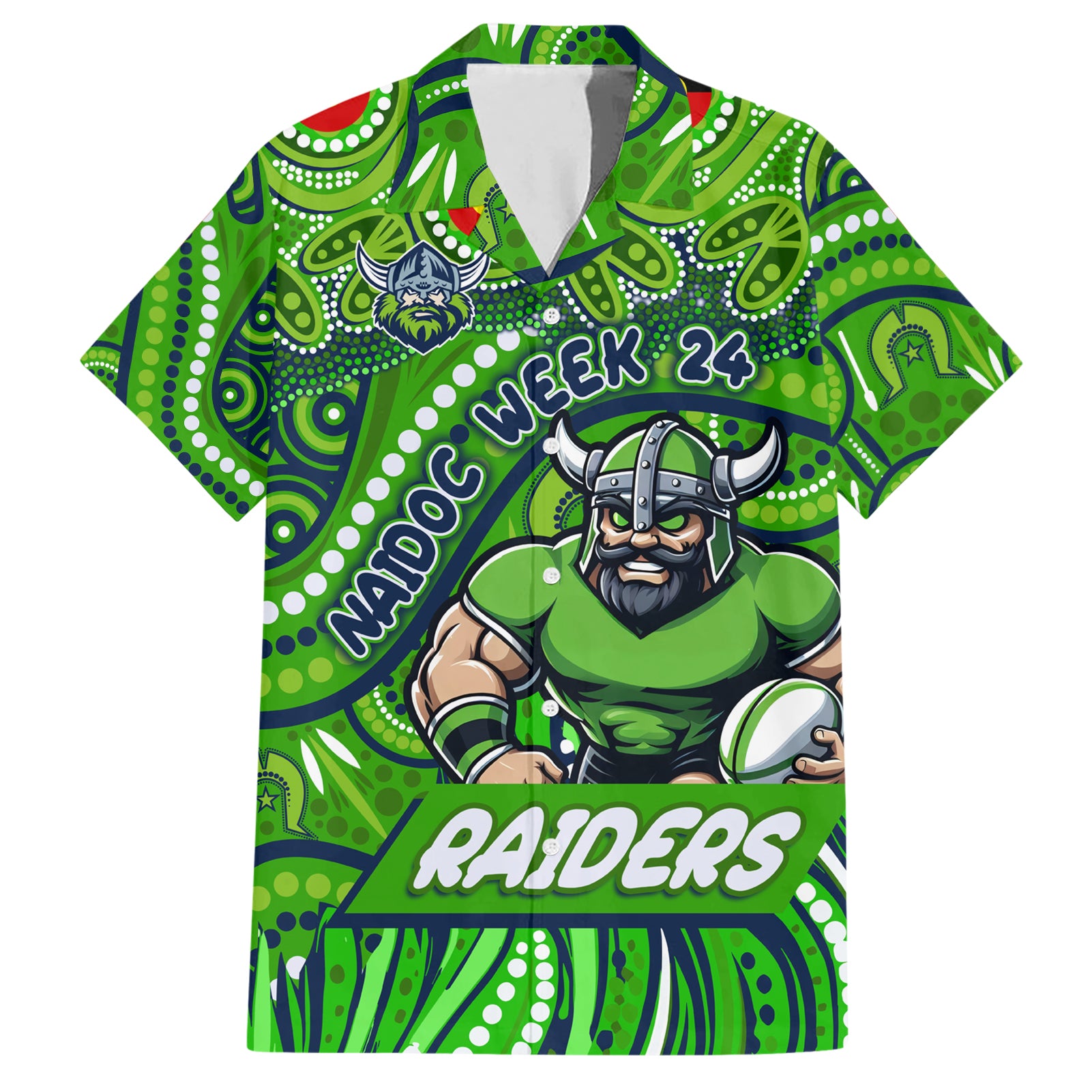 Custom Australia NAIDOC Week 2024 Hawaiian Shirt Canberra Raiders Mascot Keep The Fire Burning - Vibe Hoodie Shop