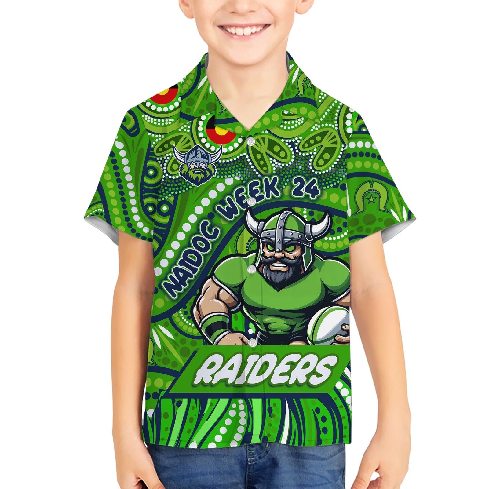 Custom Australia NAIDOC Week 2024 Hawaiian Shirt Canberra Raiders Mascot Keep The Fire Burning - Vibe Hoodie Shop