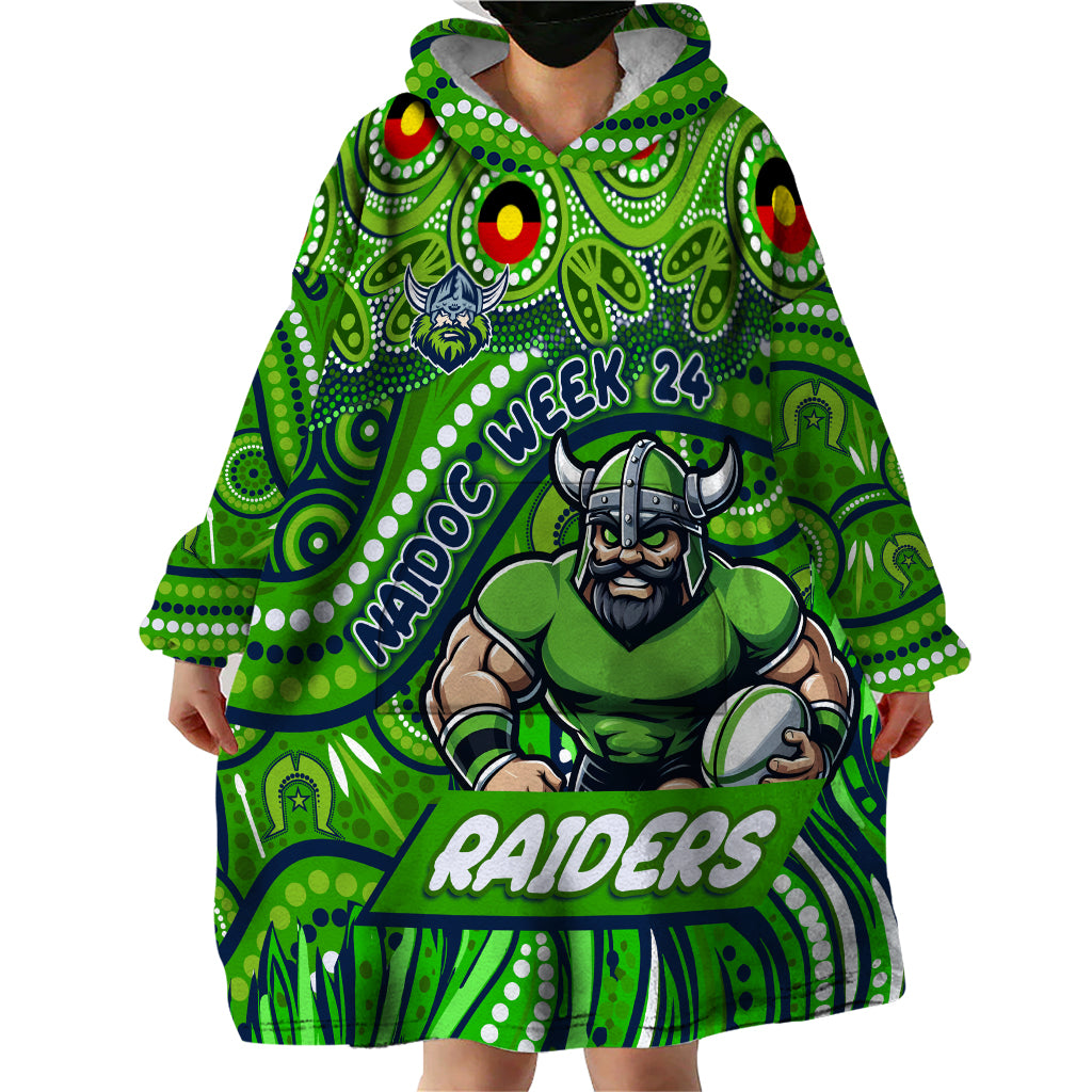 Custom Australia NAIDOC Week 2024 Wearable Blanket Hoodie Canberra Raiders Mascot Keep The Fire Burning - Vibe Hoodie Shop