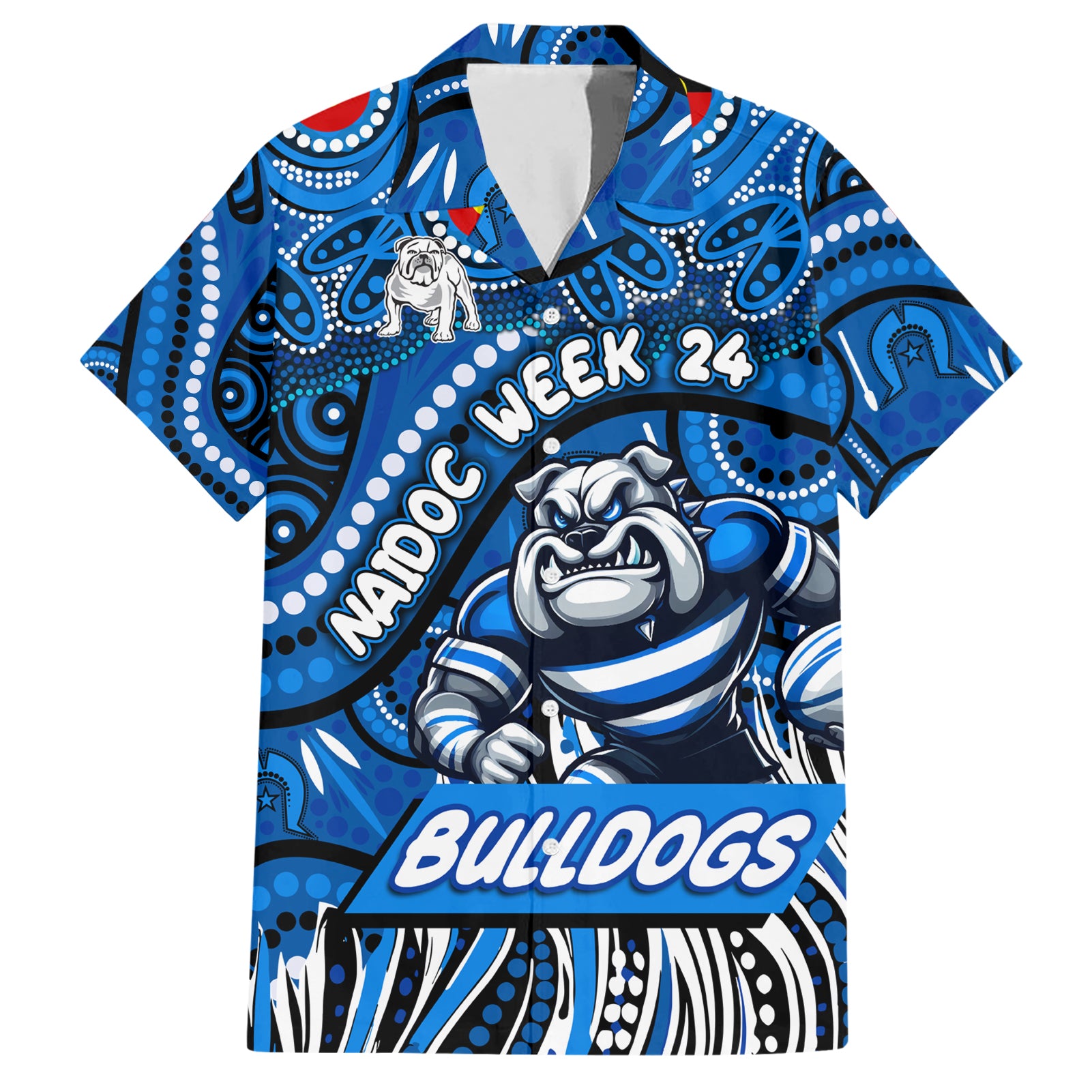 Custom Australia NAIDOC Week 2024 Hawaiian Shirt Bulldogs Mascot Keep The Fire Burning - Vibe Hoodie Shop