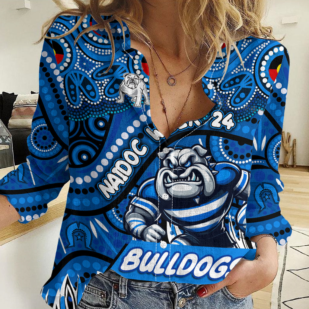 Custom Australia NAIDOC Week 2024 Women Casual Shirt Bulldogs Mascot Keep The Fire Burning - Vibe Hoodie Shop