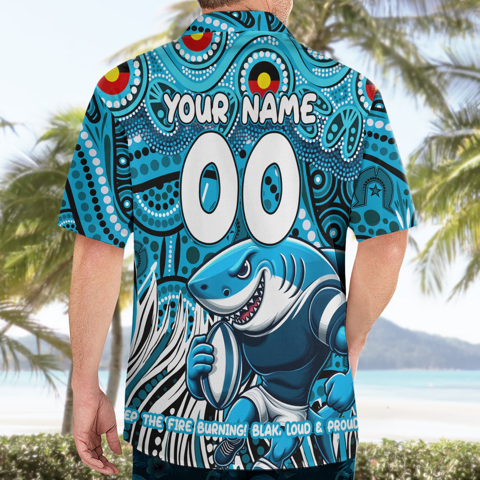 Custom Australia NAIDOC Week 2024 Hawaiian Shirt Sharks Mascot Keep The Fire Burning - Vibe Hoodie Shop